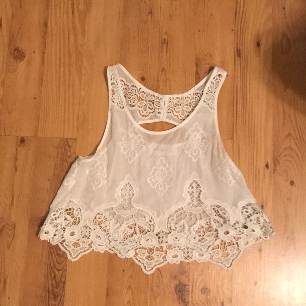White crochet tank top from Abercrombie and Fitch